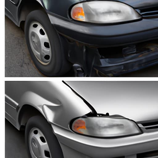 A before-and-after photo of a car that underwent body repair